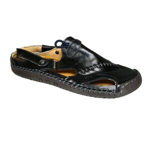 HSY Fashion Mens Handstitched Leather Sandals Slingback Size 12 Black